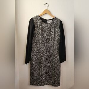 Worth Dress Women's Two-Tone Knit‎ Long Sleeve Full Zip Black White Size 12